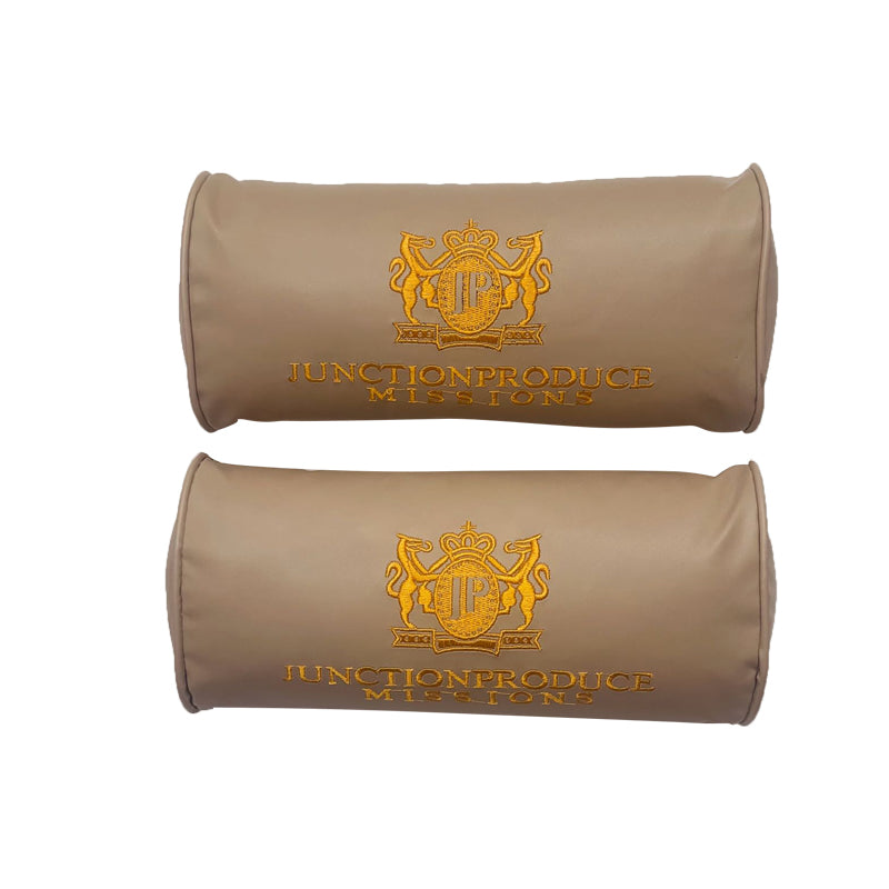 Brand New 2PCS Embroidery JP Junction Produce Vip Car Neck Rest Pillow Beige Headrest Cushion