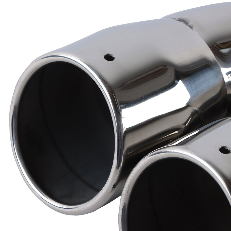 Brand New Universal Dual Silver Round Shaped Stainless Steel Car Exhaust Pipe Muffler Tip Trim Straight