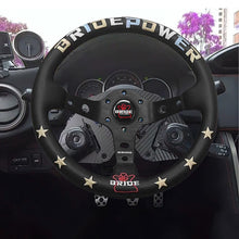 Load image into Gallery viewer, Brand New 13&quot; Bride Power Racing Gold Stitching Leather Geniune Sport Steering Wheel w Horn Button