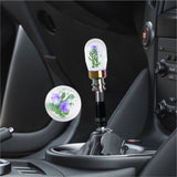 Brand New Acrylic Clear Crystal Purple Flower Long Shift Knob Automatic Gear Shifter