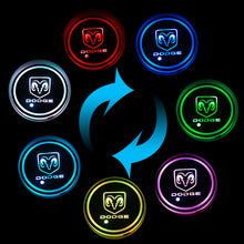 Load image into Gallery viewer, BRAND NEW UNIVERSAL 2PCS DODGE Switchable Seven Colorful LED Car Cup Holder Mat Coaster Pad