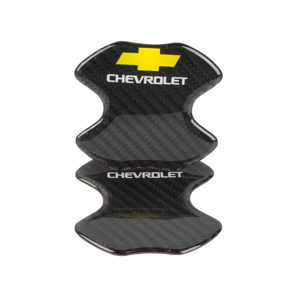 BRAND NEW UNIVERSAL 2PCS CHEVROLET REAL CARBON FIBER ANTI-SCRATCH DOOR HANDLE PROTECTOR