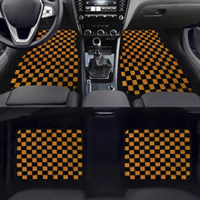 Load image into Gallery viewer, Brand New 4PCS UNIVERSAL CHECKERED ORANGE Racing Fabric Car Floor Mats Interior Carpets