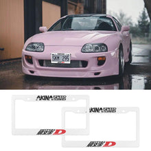Load image into Gallery viewer, Brand New Universal 2PCS JDM INITIAL D AKINA SPEEDSTAR ABS Plastic White License Plate Frame