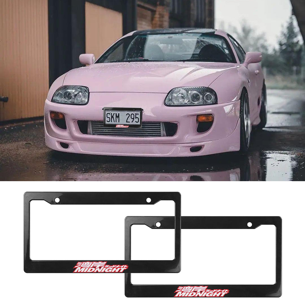 Brand New Universal 2PCS JDM MIDNIGHT ABS Plastic Black License Plate Frame