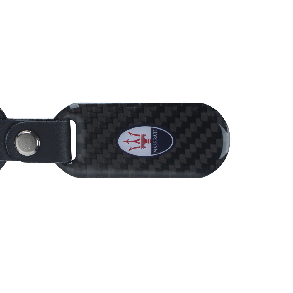 Brand New Universal 100% Real Carbon Fiber Keychain Key Ring For Maserati