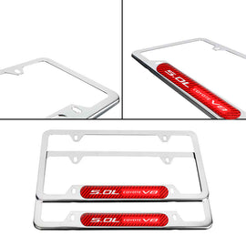 Brand New Universal 2PCS 5.0L COYOTE V8 Chrome Metal License Plate Frame