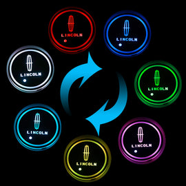 BRAND NEW UNIVERSAL 2PCS LINCOLN Switchable Seven Colorful LED Car Cup Holder Mat Coaster Pad