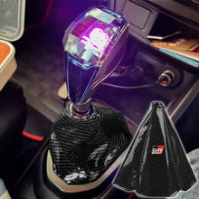 Load image into Gallery viewer, Brand New Universal GR SPORT Carbon Fiber Black Leather PVC Style Black Stitch Leather Gear Manual Shifter Shift Knob Boot