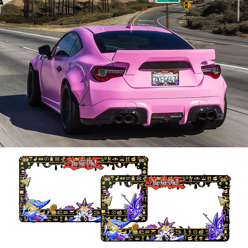 Brand New Universal 2PCS Anime Yu-Gi-Oh ABS Plastic Black License Plate Frame