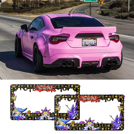 Brand New Universal 2PCS Anime Yu-Gi-Oh ABS Plastic Black License Plate Frame
