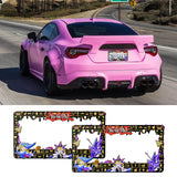 Brand New Universal 2PCS Anime Yu-Gi-Oh ABS Plastic Black License Plate Frame