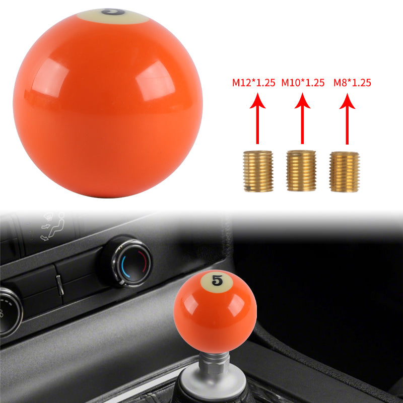 Brand New #5 Billiard Ball Round Car Manual Gear Shift Knob Universal Shifter Lever Cover M8 M10 M12