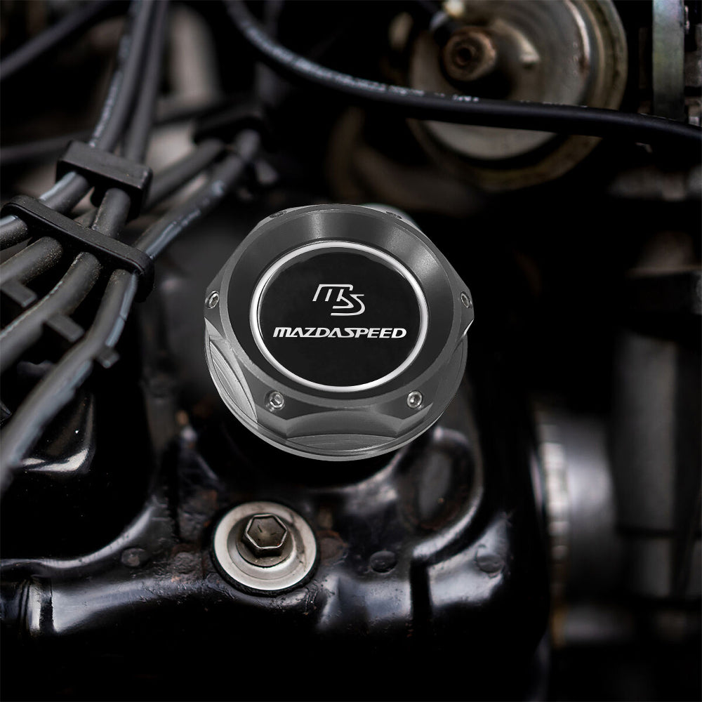 Brand New JDM Mazdaspeed Gunmetal Aluminum Engine Oil Fuel Filler Cap Billet For Mazda
