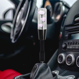 Brand New JDM 15CM Pink Real Flowers Manuel Gear Stick Shift Knob M8 M10 M12 & Black Shifter Extender Extension