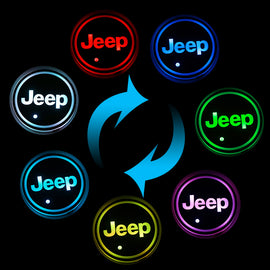 BRAND NEW UNIVERSAL 2PCS JEEP Switchable Seven Colorful LED Car Cup Holder Mat Coaster Pad