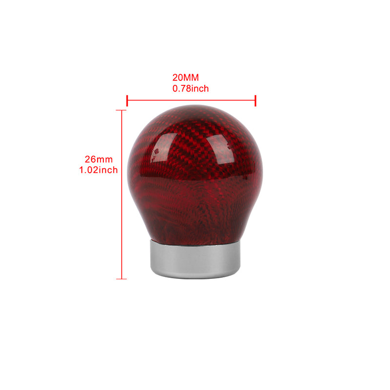 Brand New Universal Real Carbon Fiber Red Round Ball Manual Car Racing Gear Shift Knob Shifter M12 M10 M8