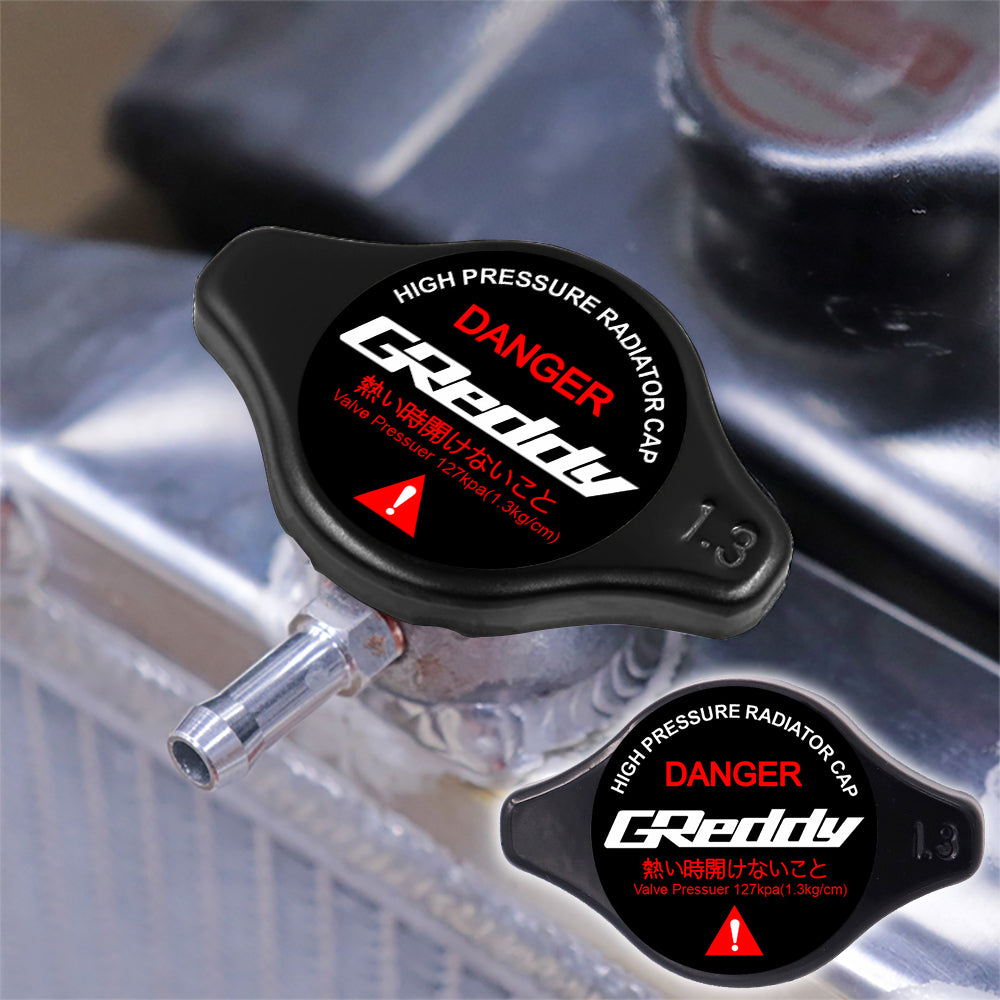 Brand New JDM 1.3bar 9mm Greddy Racing Black Racing Cap High Pressure Radiator Cap For Universal