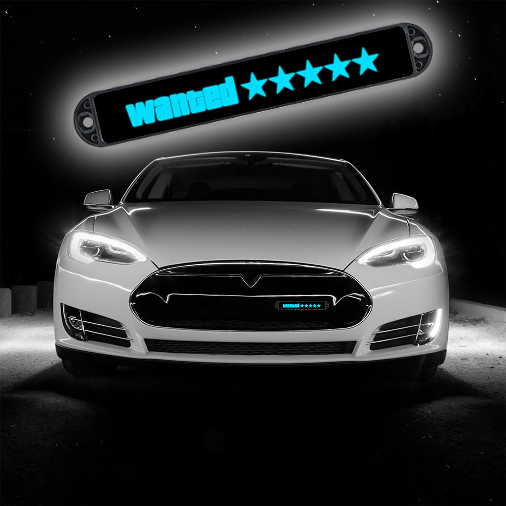 BRAND NEW 1PCS 5 STAR WANTED NEW LED LIGHT CAR FRONT GRILLE BADGE ILLUMINATED DECAL STICKER