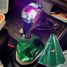 Load image into Gallery viewer, Brand New Universal GR SPORT Carbon Fiber Green Leather PVC Style Black Stitch Leather Gear Manual Shifter Shift Knob Boot