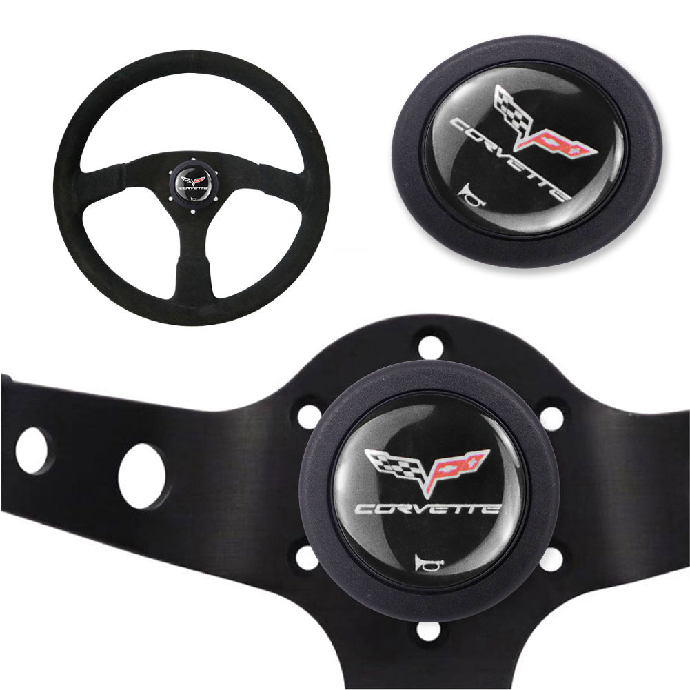 Brand New Universal Corvette Car Horn Button Black Steering Wheel Center Cap