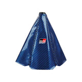 Brand New Universal GR SPORT Carbon Fiber Blue Leather PVC Style Black Stitch Leather Gear Manual Shifter Shift Knob Boot