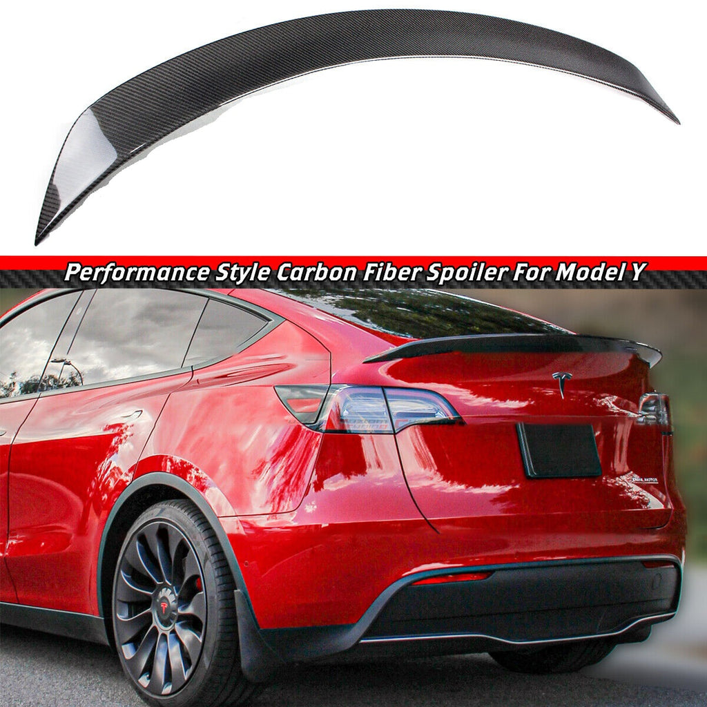 Brand New 2020-2023 Tesla Model Y Real Carbon Fiber V-Style Trunk Spoiler Wing