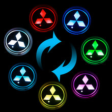 Load image into Gallery viewer, BRAND NEW UNIVERSAL 2PCS MITSUBISHI Switchable Seven Colorful LED Car Cup Holder Mat Coaster Pad