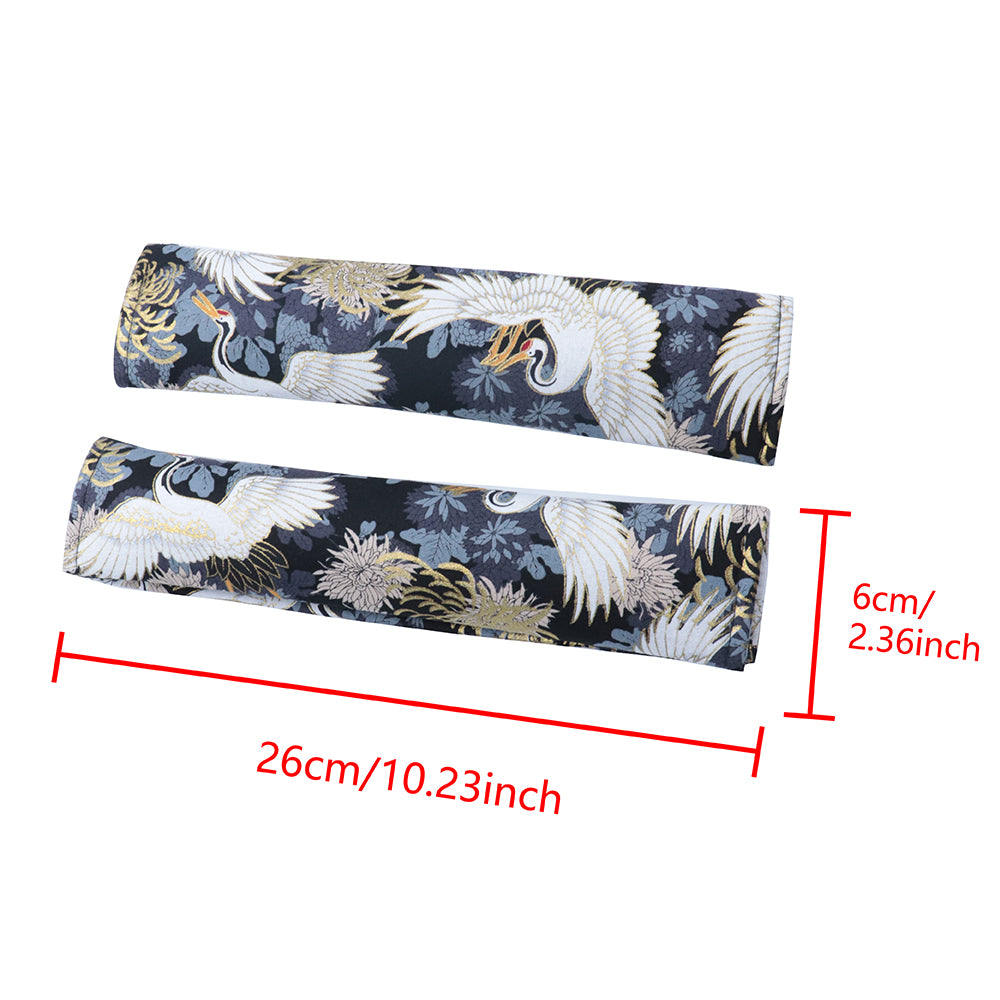 Brand New Universal 2PCS SAKURA Black Bird Fabric Soft Cotton Seat Belt Cover Shoulder Pads