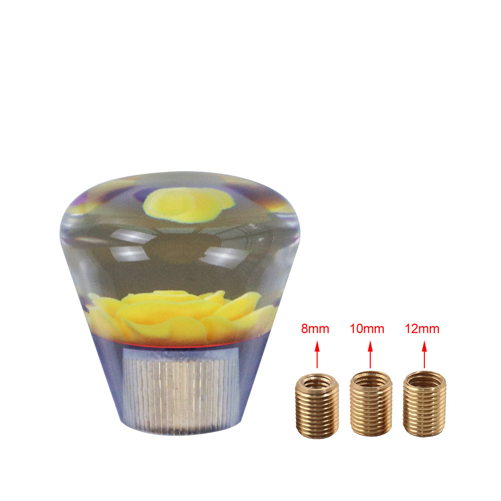 BRAND NEW JDM 50MM Universal Diamond Flower Yellow Crystal Manual Gear Stick Shift Knob Shifter M8 M10 M12