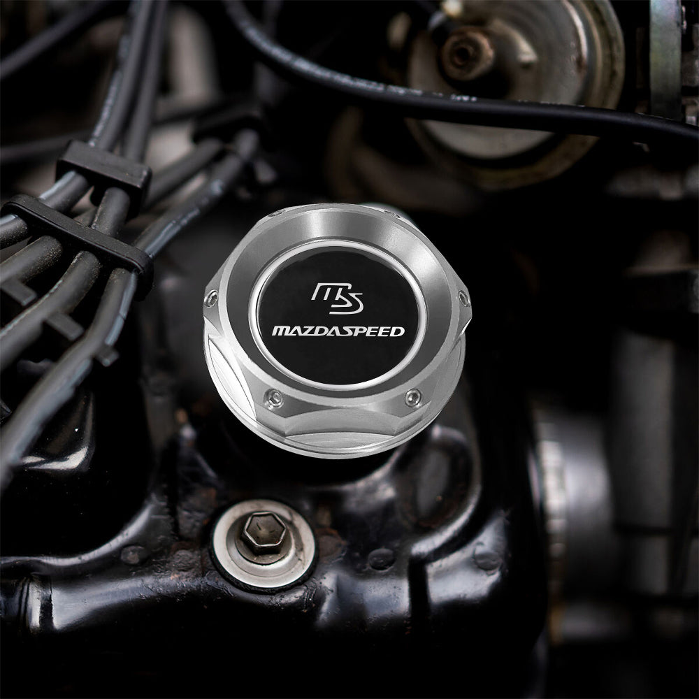 Brand New JDM Mazdaspeed Silver Aluminum Engine Oil Fuel Filler Cap Billet For Mazda