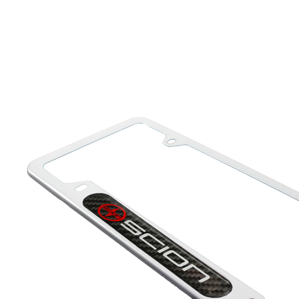 Brand New Universal 2PCS SCION Silver Metal License Plate Frame