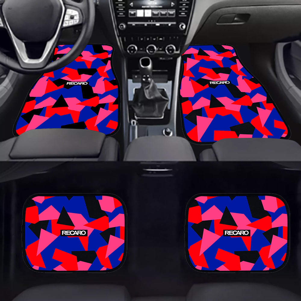 Brand New Universal 4PCS V10 RECARO CAMOUFLAGE STYLE Racing Fabric Car Floor Mats Interior Carpets