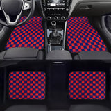Brand New 4PCS UNIVERSAL CHECKERED Red Racing Fabric Car Floor Mats Interior Carpets