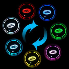 BRAND NEW UNIVERSAL 2PCS LAND ROVER Switchable Seven Colorful LED Car Cup Holder Mat Coaster Pad