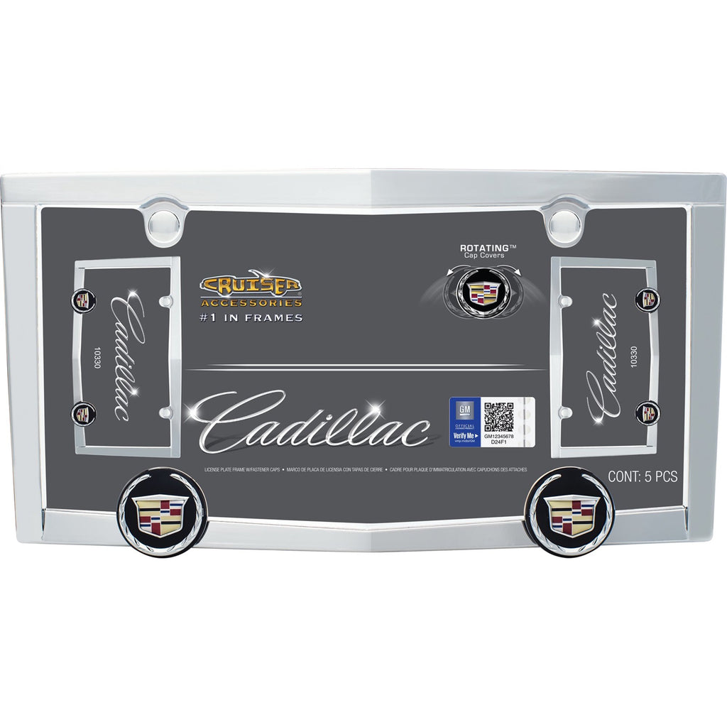 BRAND NEW Official Licensed Product Cruiser Accessories License Plate Frame Cadillac Logo Chrome (10330) License Pate Frame