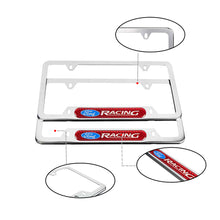 Load image into Gallery viewer, Brand New Universal 2PCS Ford Racing Chrome Metal License Plate Frame