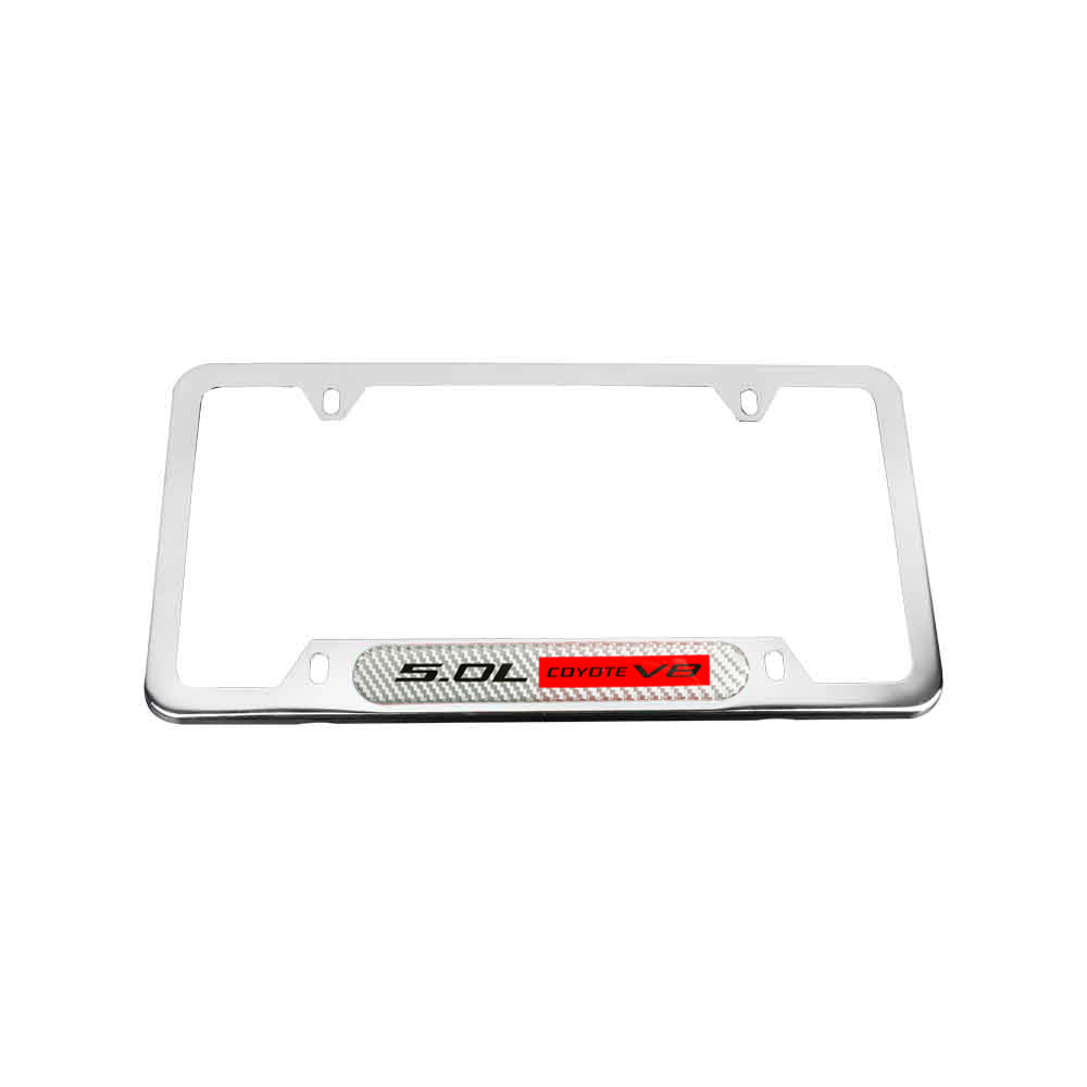 Brand New Universal 1PCS 5.0L COYOTE V8 Chrome Metal License Plate Frame