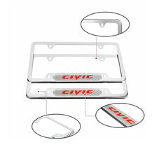 Load image into Gallery viewer, Brand New Universal 2PCS HONDA CIVIC Chrome Metal License Plate Frame