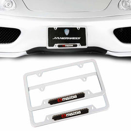 Brand New Universal 2PCS MAZDA Silver Metal License Plate Frame
