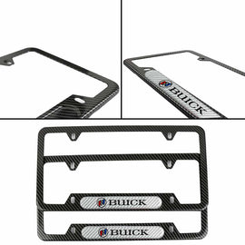 Brand New Universal 2PCS Buick Carbon Fiber Look Metal License Plate Frame