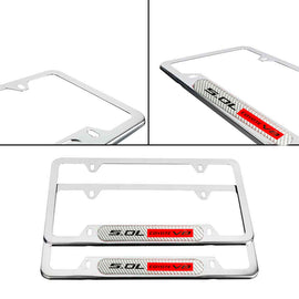 Brand New Universal 2PCS 5.0L COYOTE V8 Chrome Metal License Plate Frame
