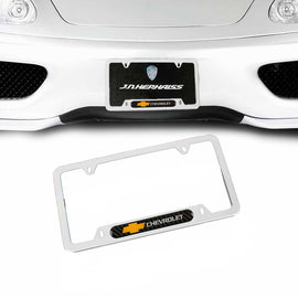 Brand New Universal 1PCS CHEVROLET Silver Metal License Plate Frame