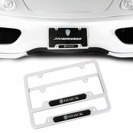 Brand New Universal 2PCS BUICK Silver Metal License Plate Frame