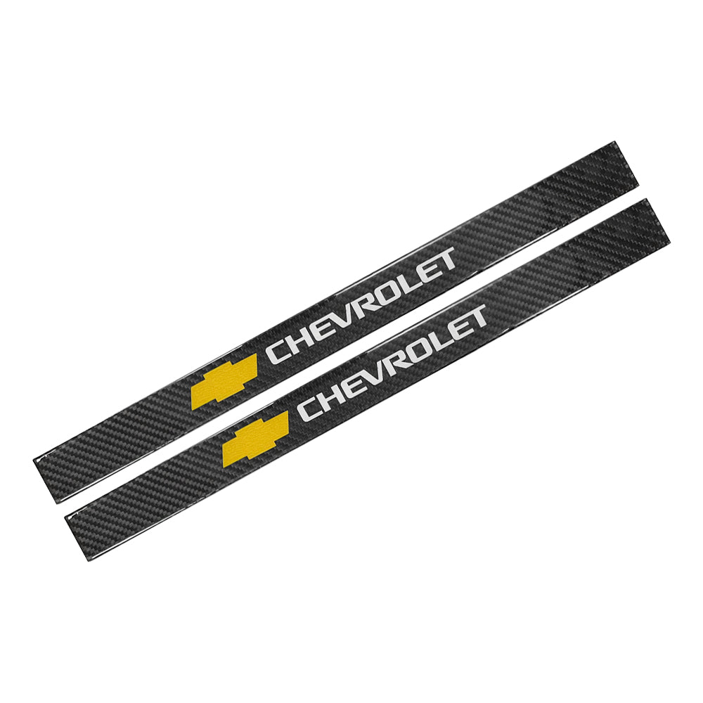 Brand New 4PCS Universal Chevrolet Real Carbon Fiber Black Car Door Scuff Sill Cover Panel Step Protector