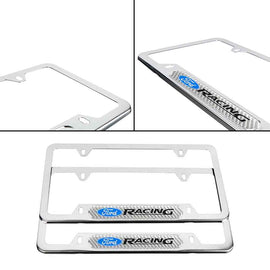 Brand New Universal 2PCS Ford Racing Chrome Metal License Plate Frame