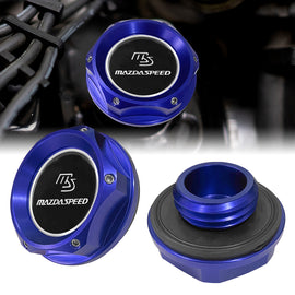 Brand New JDM Mazdaspeed Blue Aluminum Engine Oil Fuel Filler Cap Billet For Mazda