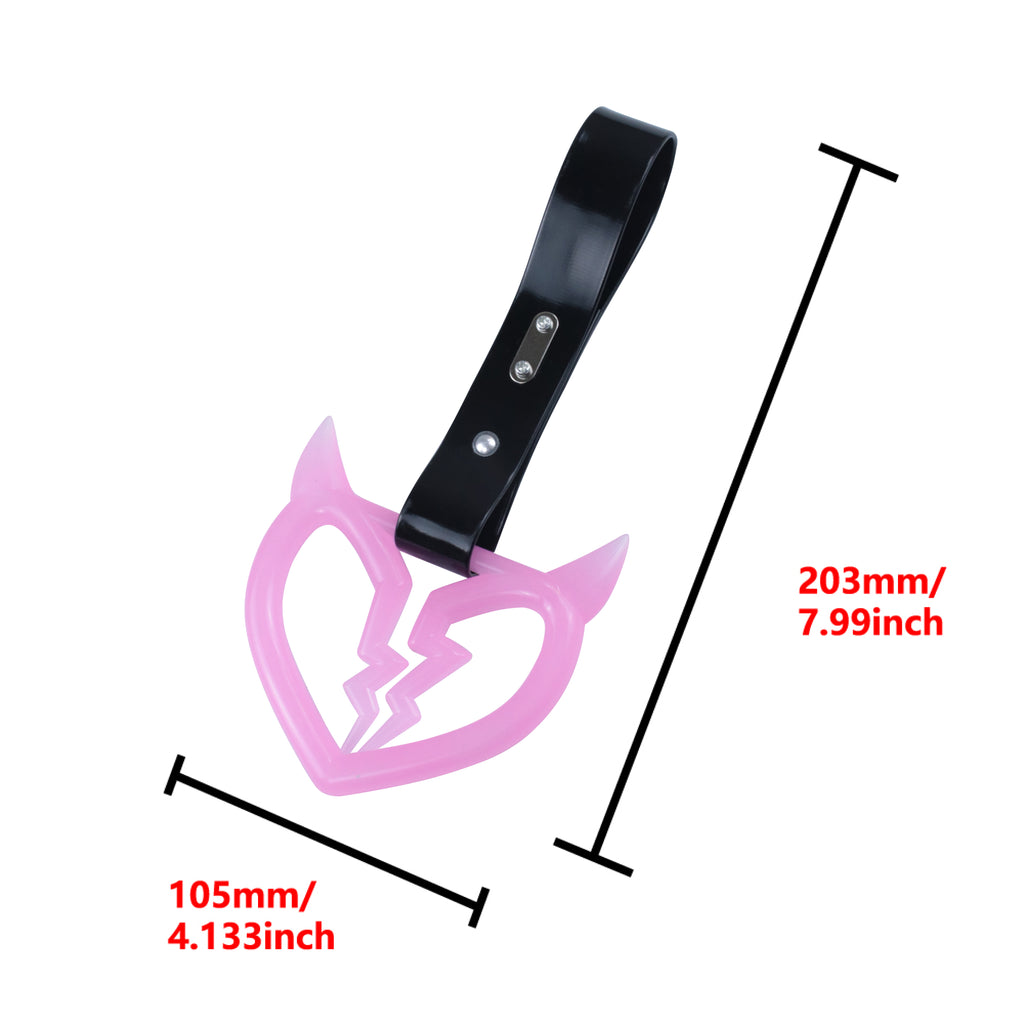 Brand New Devil Demon Broken Heart Pink Glow In The Dark Green JDM TSURIKAWA Ring Subway Train Bus Handle Strap Charm Drift