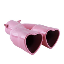 Load image into Gallery viewer, Brand New Universal Dual Pink Heart Shaped Stainless Steel Car Exhaust Pipe Muffler Tip Trim Straight