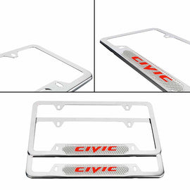 Brand New Universal 2PCS HONDA CIVIC Chrome Metal License Plate Frame